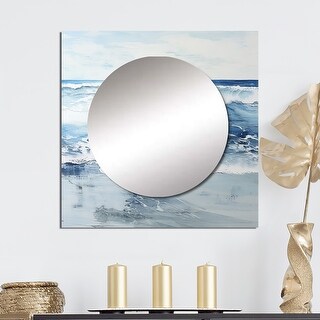 Designart "Soft Color Minimal Beach Wave" Coastal Beach Wall Mirror ...